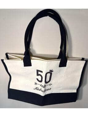 Canvas Cotton Tote Bag 50 and Fabulous Black and Cream